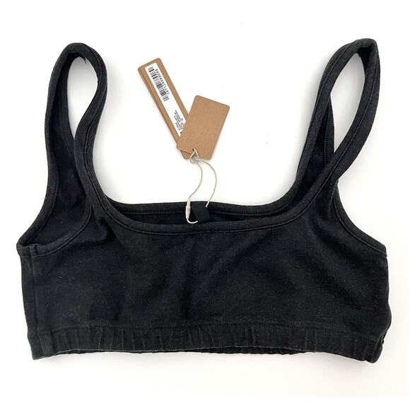 Skims XS Scoop Bralette Cropped Tank Top in Washed Onyx Black NWT Brand New - Picture 2 of 7